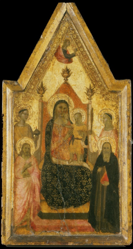 Virgin and Child Enthroned with Saints Lucy, John the Baptist, and Anthony Abbot, a Female Martyr, and the Annunciate Angel