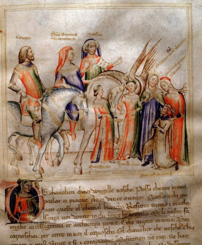 The Author Kneeling in Front of the Young Visconti Prince to Offer his Book