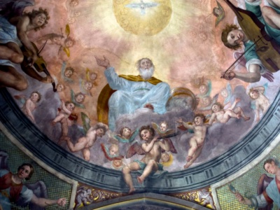 Eternal father with playing angels