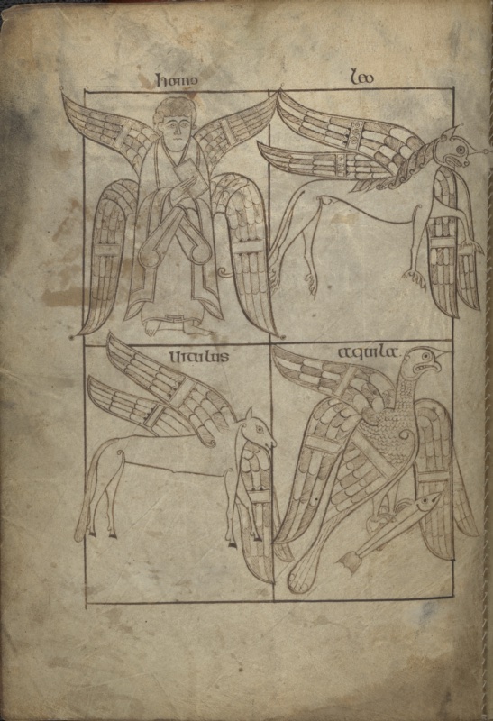 The Fourfold Gospel in Outline: The Evangelist Symbols Page of the Book of Armagh