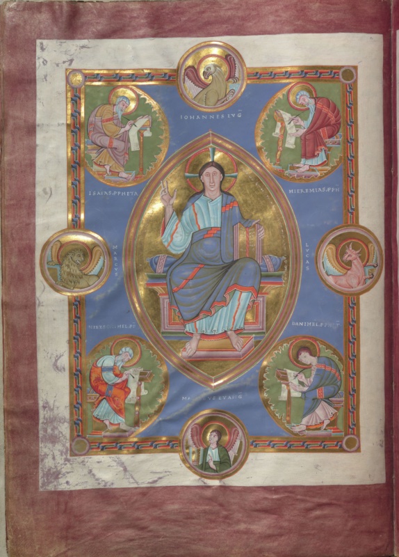 Maiestas Domini: Christ in Majesty with the symbols of the four Evangelists and the four major prophets