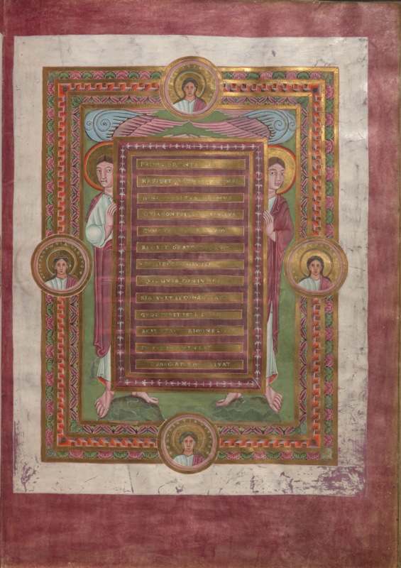 Angels Displaying the Dedicatory Tabula, Framed by the Four Cardinal Virtues