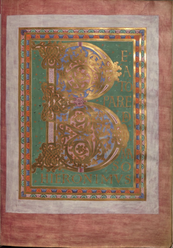 Decorated Initial B opening Jerome's Letter to Pope Damasus