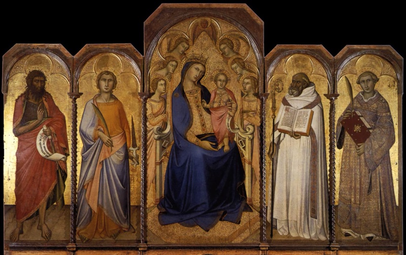 Madonna and Child enthroned with angels and Saints John the Baptist, Thomas, Benedict and Stephen