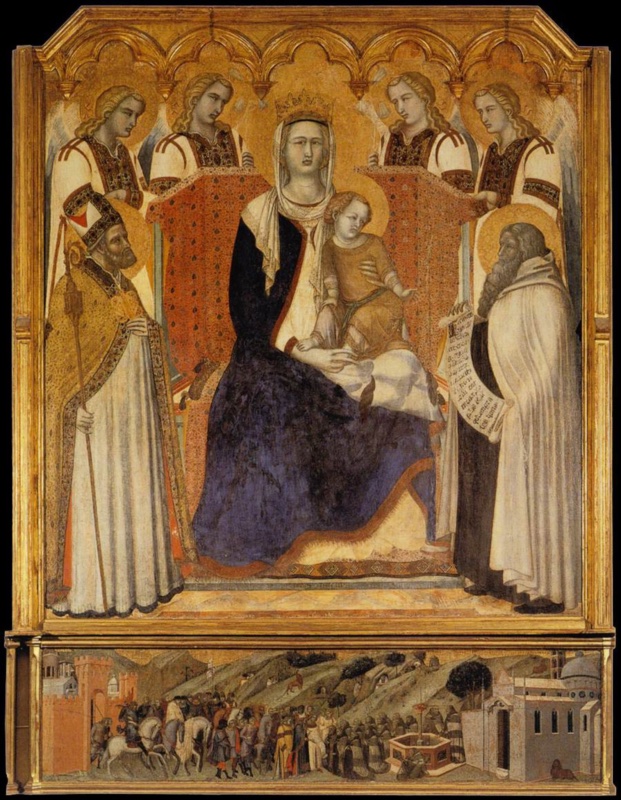 Carmine Altarpiece (Central part with Madonna and Child, Saint Nicholas of Bari, Prophet Elijah and angels)