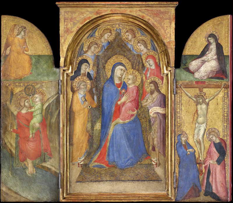 Portable Triptych: Virgin and Child with Saints, Annunciation and Crucifixion